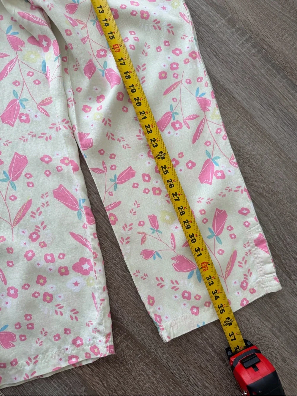 Sigrid Olsen Linen Pink Floral Crop Pants Size 12